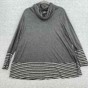 Sweet Pea Blouse Womens Large Maternity Gray Top Long Sleeve Cowl Neck Stretch